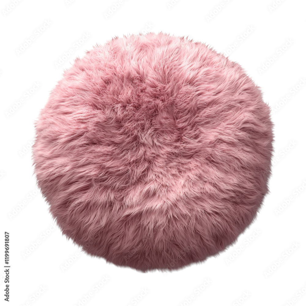 Soft Pink Round Fur Pillow for Cozy Decor Isolated on transparent background Soft Pink Round Fur Pillow for Cozy Decor Isolated on transparent background