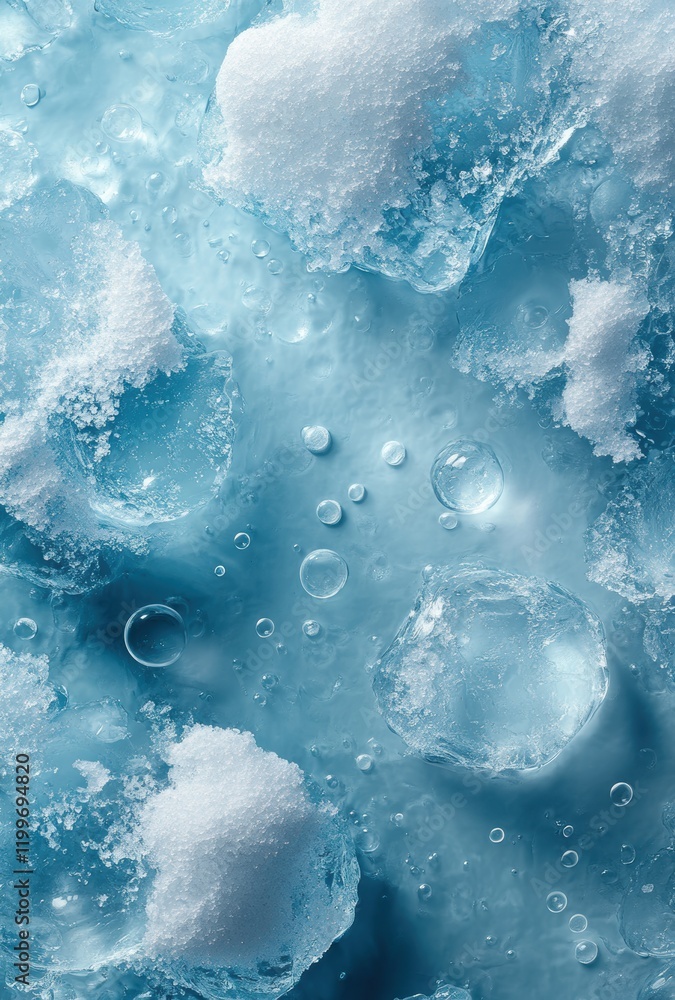 Ice Cubes and Snowflakes on a Light Blue Surface Capturing the Essence of Winter and Cold with Water Droplets and Crystal Clear Transparency in a Refreshing Scene Ice Cubes and Snowflakes on a Light Blue Surface Capturing the Essence of Winter and Cold with Water Droplets and Crystal Clear Transparency in a Refreshing Scene