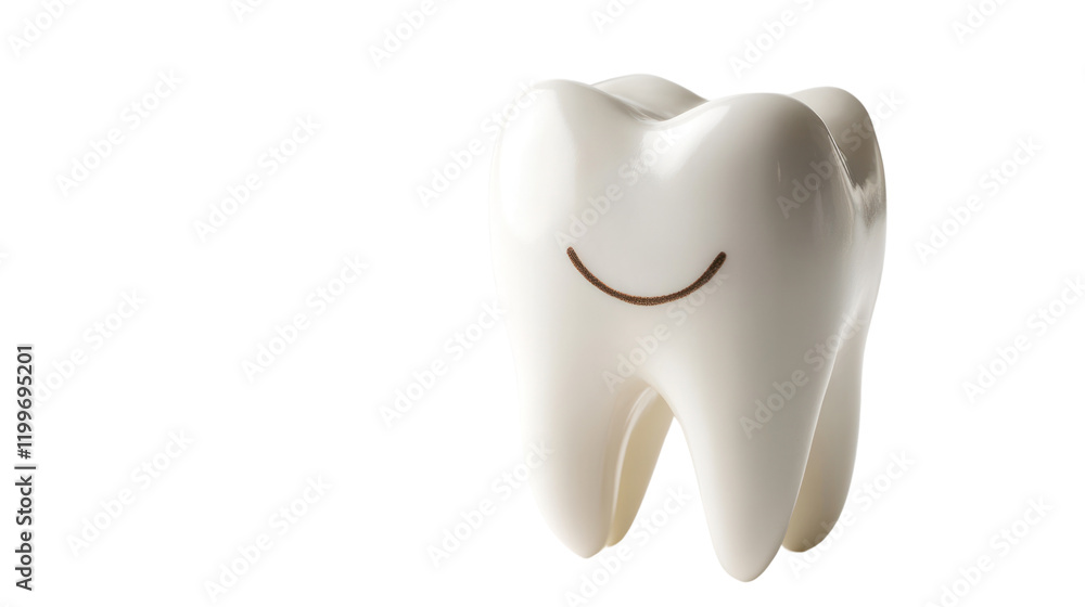 A cheerful cartoon tooth with a smile, representing dental health and hygiene, ideal for dental clinics and educational materials. A cheerful cartoon tooth with a smile, representing dental health and hygiene, ideal for dental clinics and educational materials.