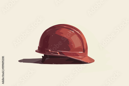 Red hard hat casting a shadow on a plain background