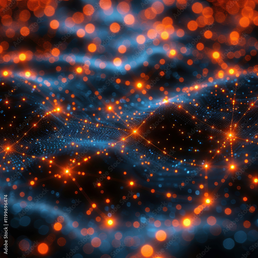 Fototapeta premium An abstract image depicting neural activity, featuring dynamic light patterns resembling waves of energy flow in neurons The image is digitally created or enhanced and may symboli - AI-Generated