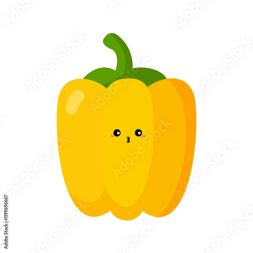 Bell pepper yellow on a white background mascot