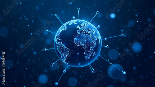 Wallpaper Mural abstract electronic network around the world Torontodigital.ca