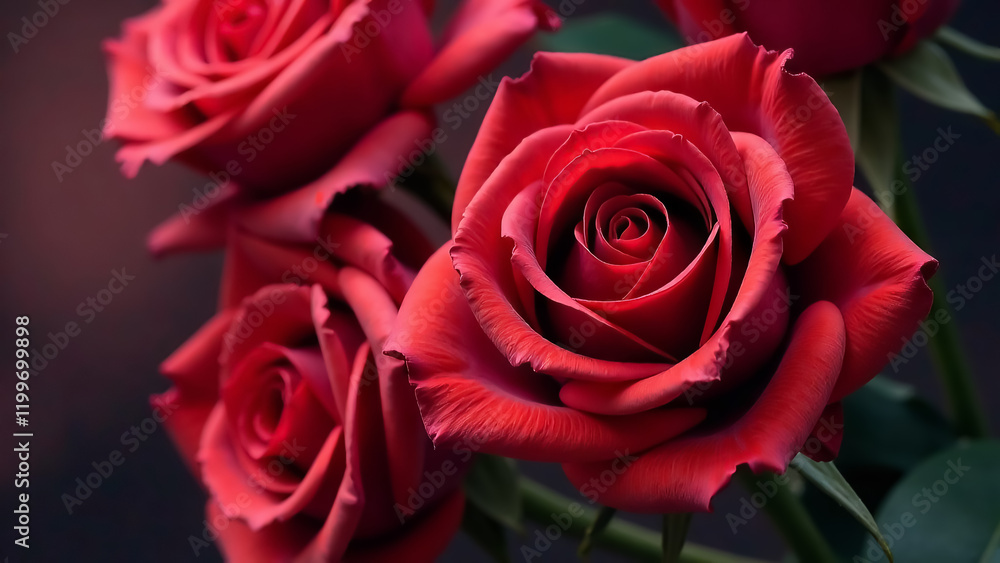 Obraz premium Red rose buds close-up