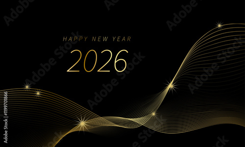 abstract background with wave happy new year 2026