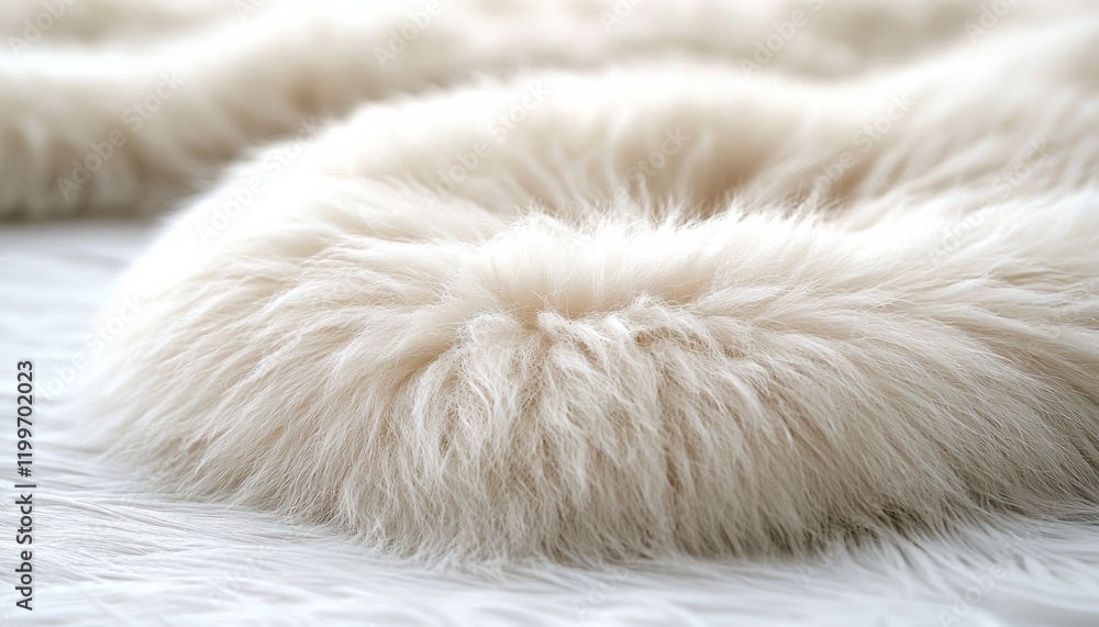 Close-up of soft white fur texture with fluffy fibers for background and design Close-up of soft white fur texture with fluffy fibers for background and design