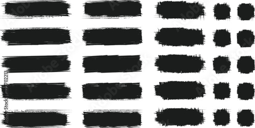 Black brush strock set and white background 