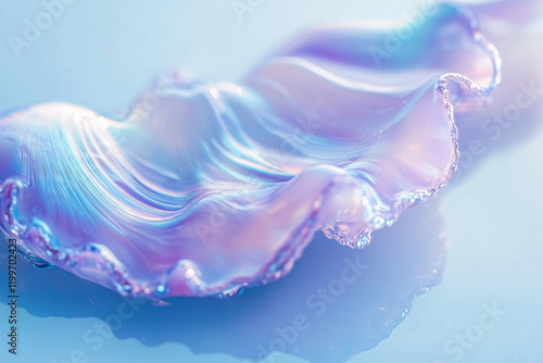 Wallpaper Mural Iridescent swirls create a mesmerizing visual effect on a light blue backdrop in a serene artistic display Torontodigital.ca