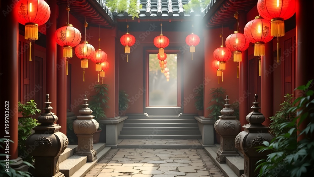 Obraz premium interior of church on chines new year