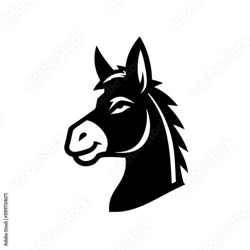 black and white donkey head graphic design
