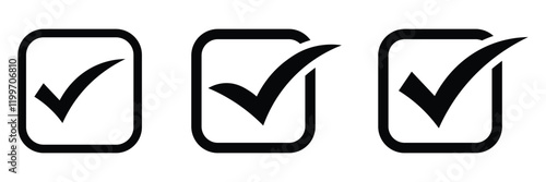 Set of checkmark tick icon. check mark icon button set. Tick symbol. Ideal for approval symbols, confirmation icons, or positive reinforcement in design projects.