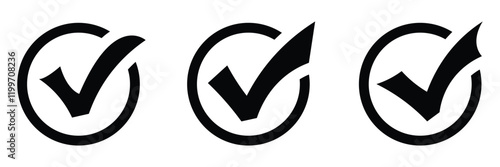 Set of checkmark tick icon. check mark icon button set. Tick symbol. Ideal for approval symbols, confirmation icons, or positive reinforcement in design projects.