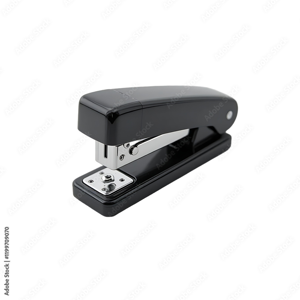 A black stapler designed for binding papers together efficiently. A black stapler designed for binding papers together efficiently.
