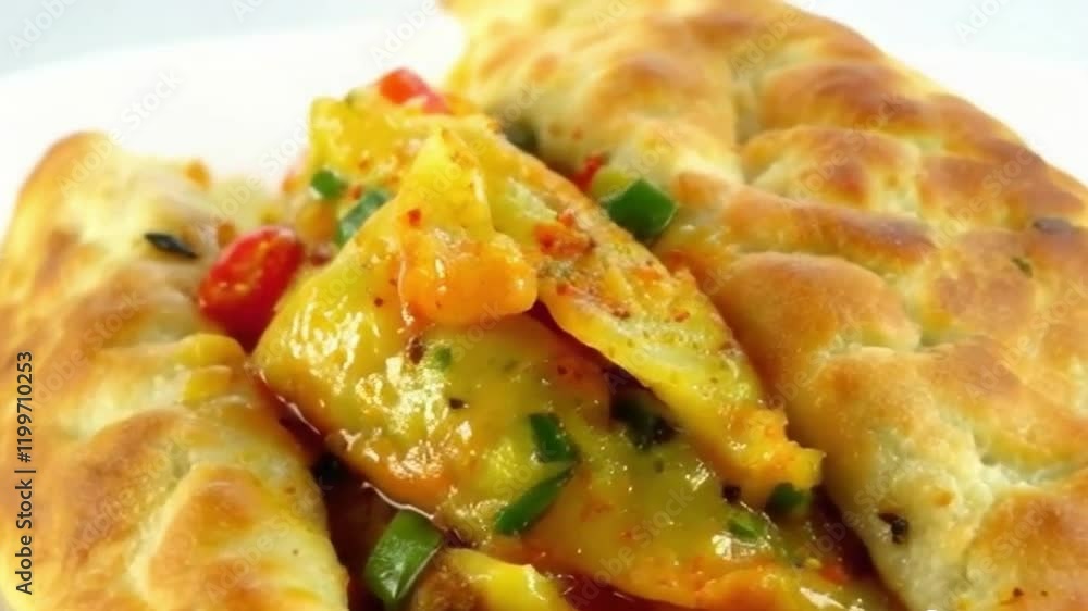 Cross-Section of Samosa Spilling Filling Cross-Section of Samosa Spilling Filling