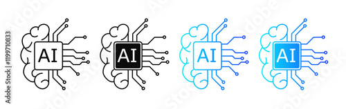 A futuristic AI icon featuring a digital brain with circuit patterns, symbolizing machine learning, data systems, and innovation in modern programming and technology.