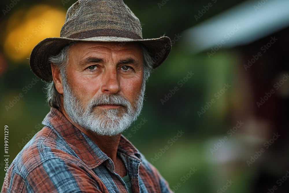 Generative AI illustration of male farmer in field Generative AI illustration of male farmer in field