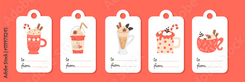 Collection of Christmas Gift Tags with Hot Drinks