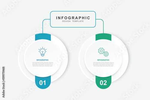 Vector Infographic label design template with icons and 2 options or steps.