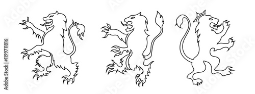 A black vector icon of a heraldic lion, symbolizing Scottish royalty, medieval pride, and noble authority, ideal for tattoos, emblems, and cultural decoration.