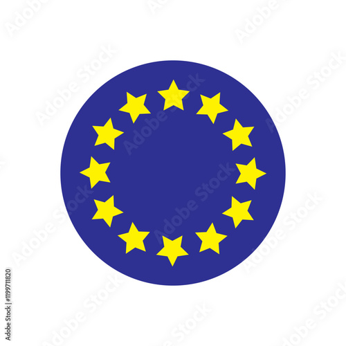 Round european union flag vector icon isolated, european union flag button