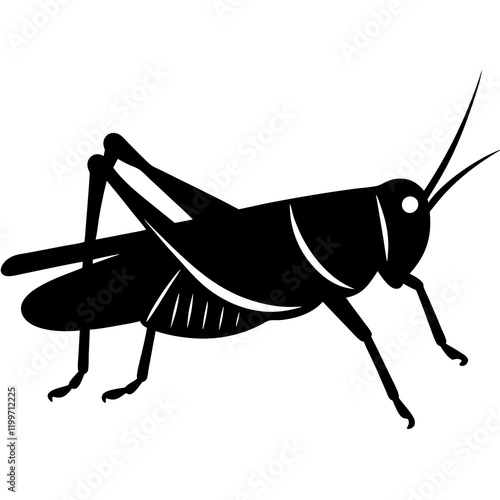 Grasshopper Vector Silhouette - Isolated on White Background (SVG, EPS, AI)