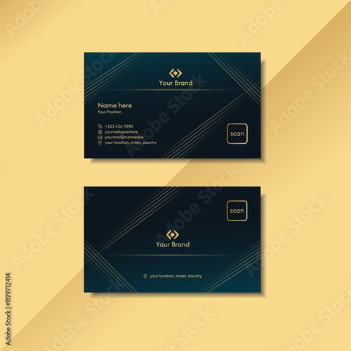 Premium and luxury black gold modern business card print templates. Professional business card with company logo. premium stationery design with simple modern luxury elegant abstract.