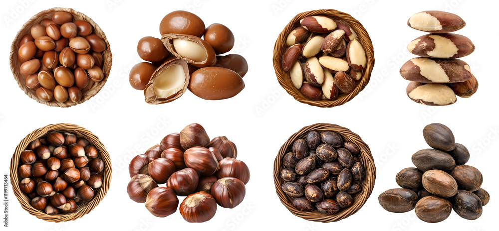 Collection of 4 set basket of nut seed fruit kernel, Argan, Brazil, Chestnut, shea, in whole stack and pile on transparent background cutout PNG. Mockup template for artwork design
Collection of 4 set basket of nut seed fruit kernel, Argan, Brazil, Chestnut, shea, in whole stack and pile on transparent background cutout PNG. Mockup template for artwork design