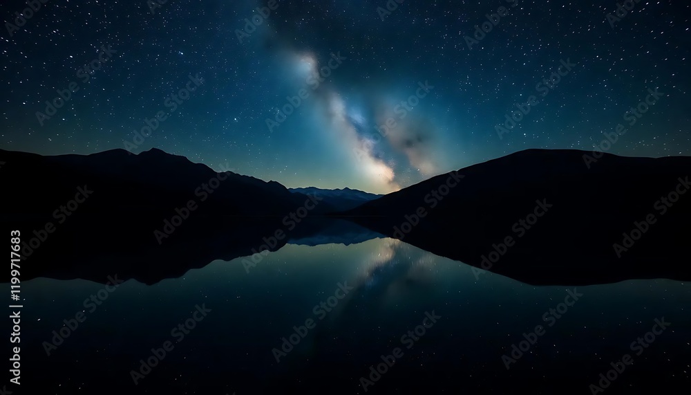 Milky Way Galaxy Over Serene Mountain Lake Milky Way Galaxy Over Serene Mountain Lake