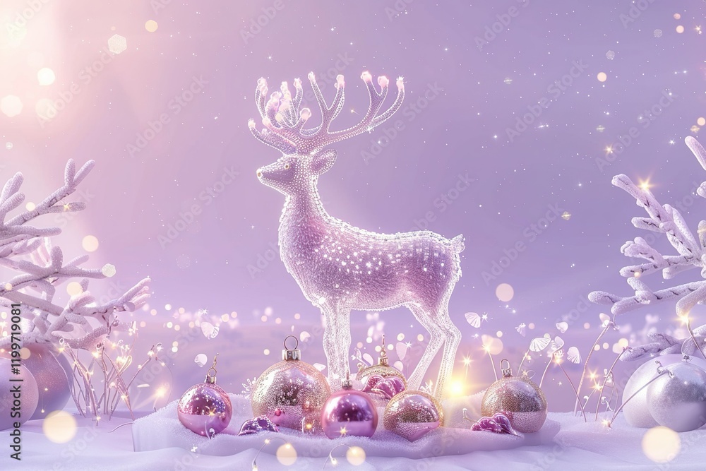Holy light, crystal white deer, very detailed 3d animation,super clear, transparent, focusing light, optics, realism, Penguin-shaped Christmas jingle bellsred podium, pale violet background magic, Holy light, crystal white deer, very detailed 3d animation,super clear, transparent, focusing light, optics, realism, Penguin-shaped Christmas jingle bellsred podium, pale violet background magic,