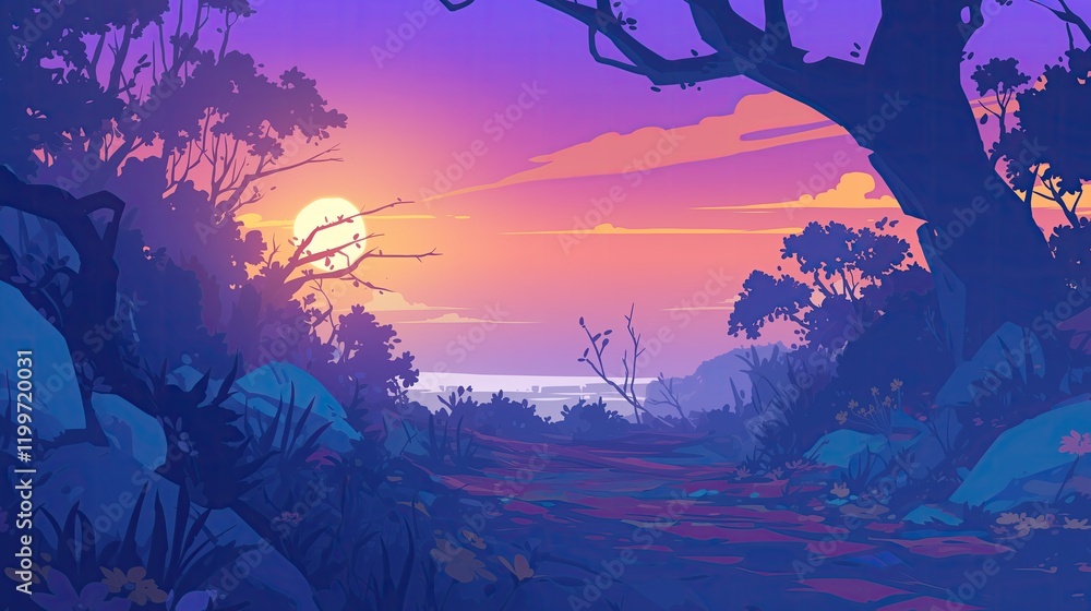 Background in flat comic style - generated AI Background in flat comic style - generated AI