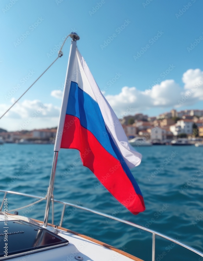 Fototapeta premium Russian Flag on the Stern