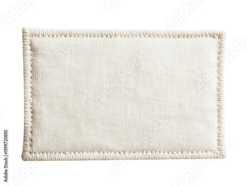 Rectangular fabric label featuring a stitched on transparent backgrounds, clothing 