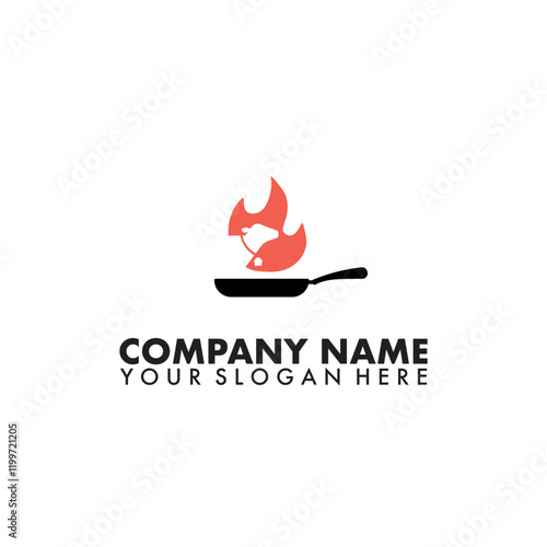 Grill pan fire flame and cow hipster vintage logo vector icon illustration