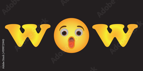 Wow emoji face. shocked surprised emoticon with open mouth. Vector illustration.
