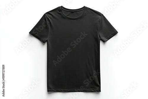 Black Tshirt Isolaled on a White Background Back View Blank for Your Design photo