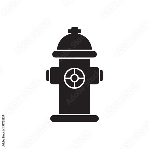 A black and white image of a fire hydrant icon