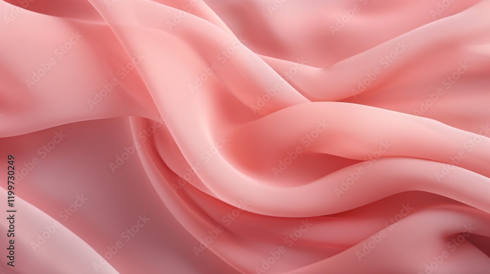 Obraz premium Close-up pink chiffon fabric texture background. Soft, gentle, fashion, luxury and aesthetic clothing material. Calm atmosphere
