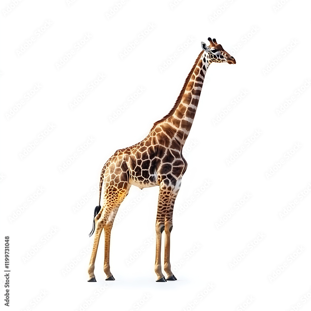 Naklejka premium Giraffe standing on a white background
