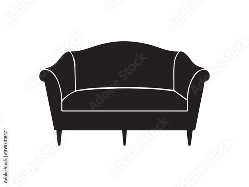 Sofa icon. Black Sofa silhouette vector illustration isolated on white background