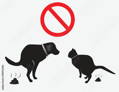 No dog and cat poop sign, no fouling, clean up, prohibition sign, warning sign,  publish park