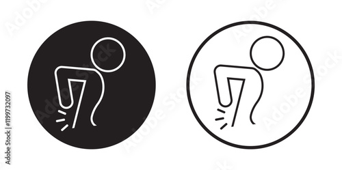 back pain icon drawn with simple details	