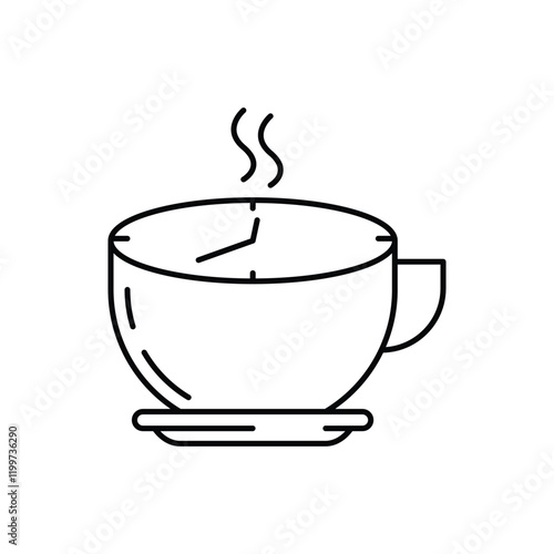 coffee time icon, tea time , thin linear symbol for web and mobile phone on white background - editable stroke vector illustration