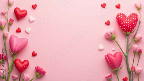 Happy Valentine's Day Heart in red background with copy space for text