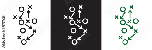 Soccer game strategy and tactic plan line icon. isolated on white and black background. vector illustration. EPS 10