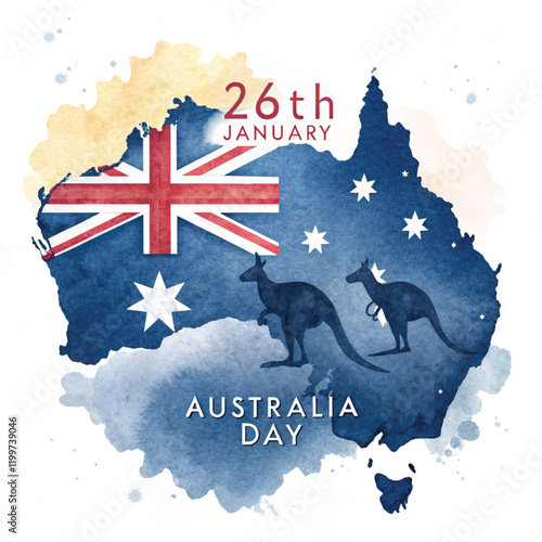 Happy Australia Day kangaroo flag design
