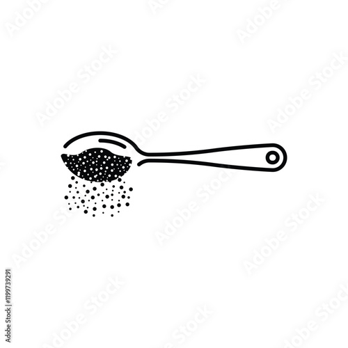 spoon sugar powder icon, add teaspoon ingredients, cooking food baking, thin line web symbol on white background - editable stroke vector illustration