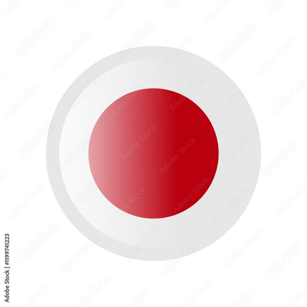 The flag of japan. Circle icon flag. Button flag icon. Standard color. 3d illustration. glossy circle badge The flag of japan. Circle icon flag. Button flag icon. Standard color. 3d illustration. glossy circle badge