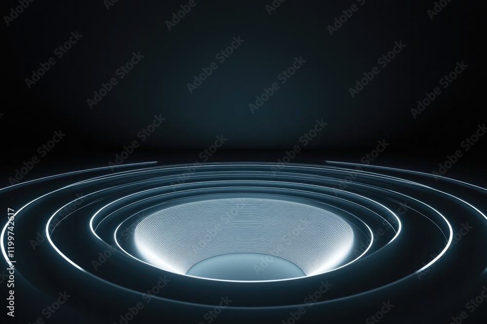 Obraz premium minimalist design featuring glowing concentric circles fading into darkness symbolizing intuitive layers of thought