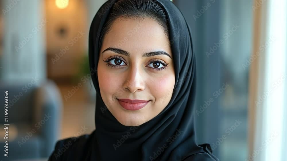 Confident and Inspiring: A beautiful woman in a hijab smiles warmly, exuding confidence and grace. Her eyes hold a depth of intelligence and warmth, inviting connection and understanding. Confident and Inspiring: A beautiful woman in a hijab smiles warmly, exuding confidence and grace. Her eyes hold a depth of intelligence and warmth, inviting connection and understanding.