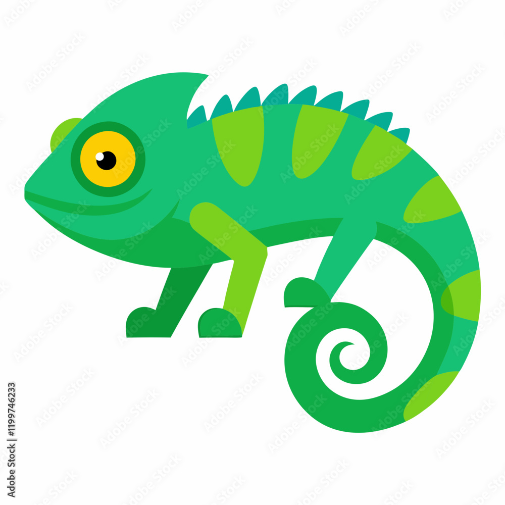 Fototapeta premium chameleon cartoon isolated on white